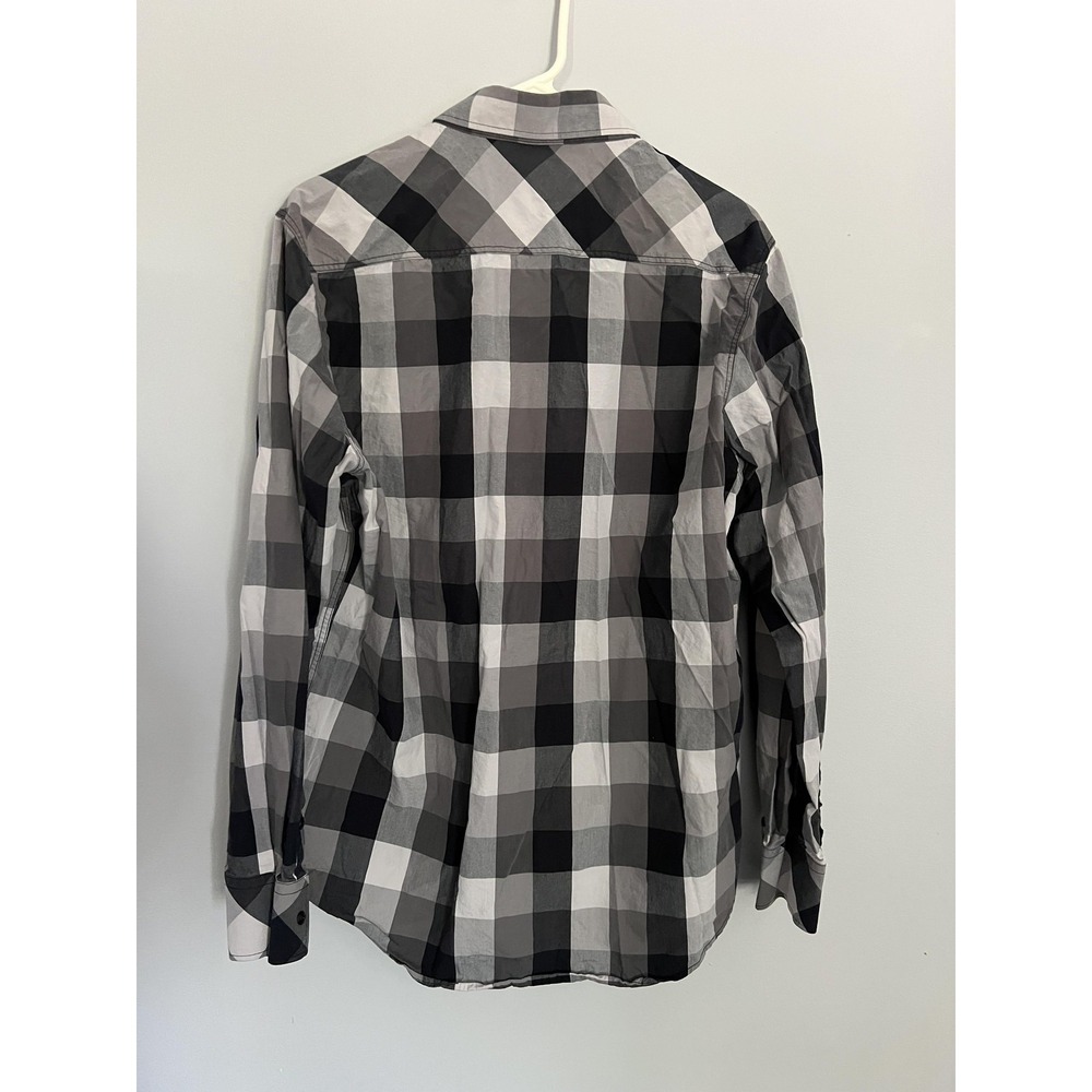 7 Diamonds Shirt Mens XL Black Gray White‎ Plaid Button Down Embroidered Pockets - Picture 3 of 15